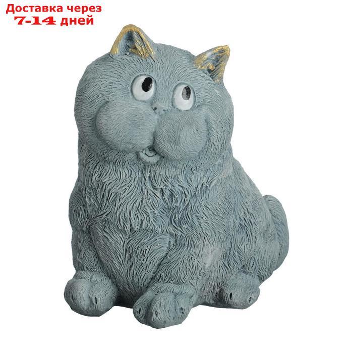 Статуэтка "Кот сидит" серо-голубой, 14х8х10 см - фото 10 - id-p226955912