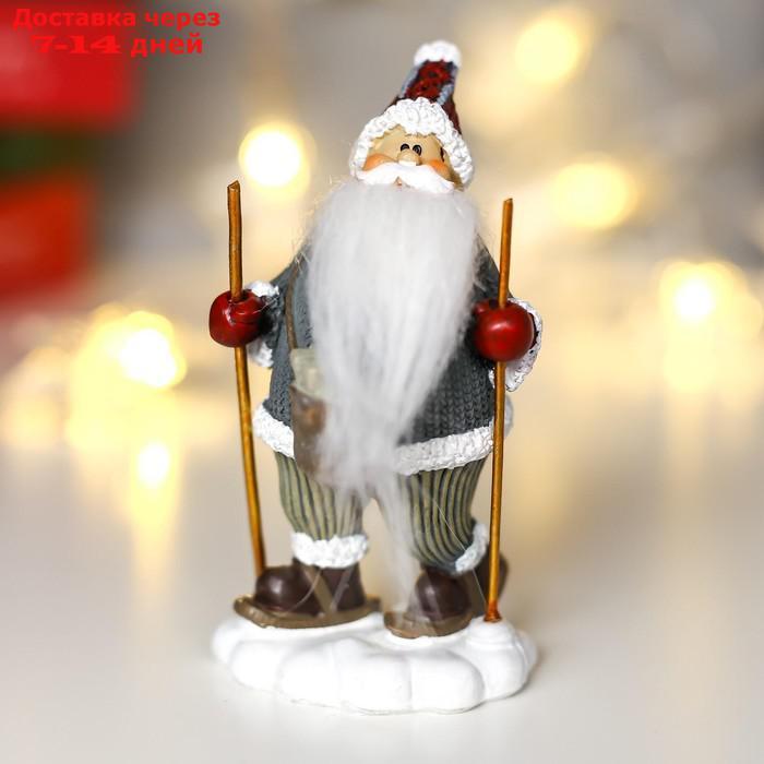Сувенир полистоун "Дед Мороз с длинной бородой, на лыжах" 10,5х5,5х4 см - фото 1 - id-p226958756