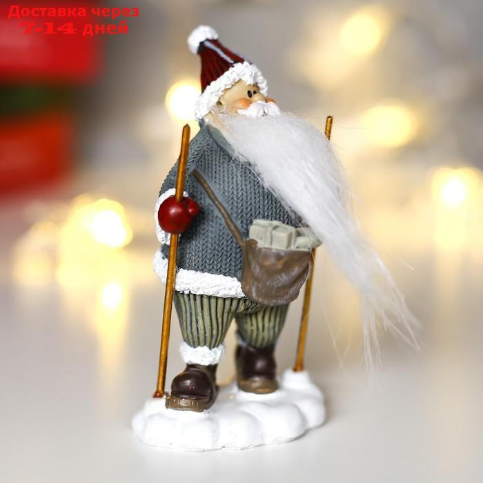 Сувенир полистоун "Дед Мороз с длинной бородой, на лыжах" 10,5х5,5х4 см - фото 3 - id-p226958756