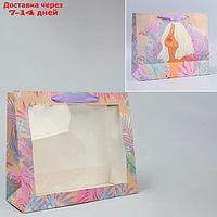 Пакет крафтовый с пластиковым окном "Нежность", 31 х 26 х 11 см