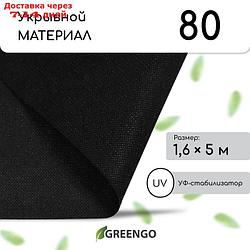 Материал мульчирующий, 1,6 × 5 м, плотность 80, с УФ-стабилизатором, чёрный, Greengo, Эконом 20%