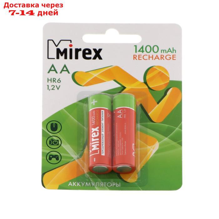 Аккумулятор Mirex, Ni-Mh, AA, HR6-2BL, 1.2В, 1400 мАч, блистер, 2 шт. - фото 1 - id-p226984251