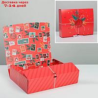 Коробка складная двухсторонняя "Почта новогодняя", 31 × 24,5 × 9 см