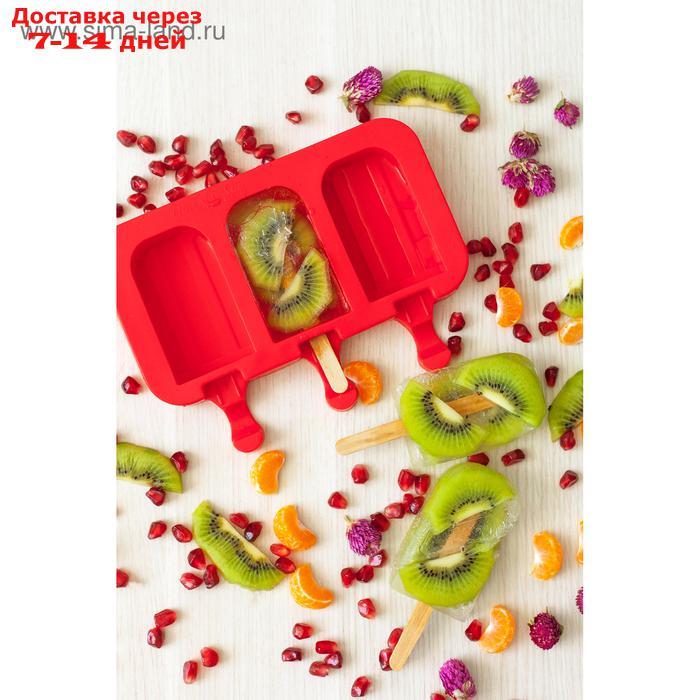 Форма для мороженого "Эскимо макси", 19,5×14,5×2,5 см, 3 ячейки (8,2×4,6 см), цвет МИКС - фото 10 - id-p226959159