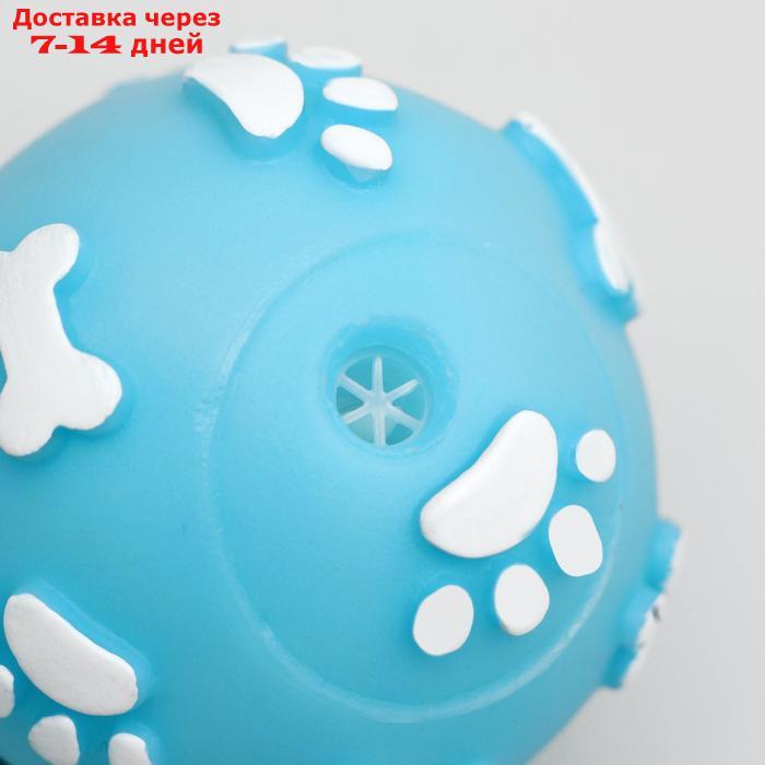 Мячик пищащий "Лапки" для собак, 5,5 см, голубой - фото 2 - id-p226961913