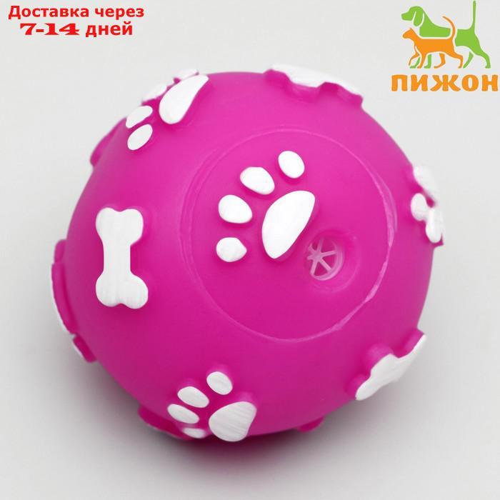 Мячик пищащий "Лапки" для собак, 5,5 см, фиолетовый - фото 1 - id-p226961917