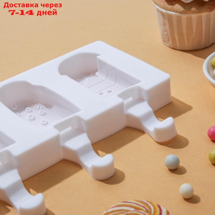 Форма для мороженого "Эскимо со сладостями", 3 ячейки (7×4,2 см), 19,5×17,7 см, цвет МИКС - фото 2 - id-p226971625