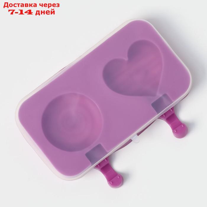 Форма для мороженого "Позитив", 2 ячейки, 19,5×11×2,5 см, с крышкой и палочками, 50 шт, цвет МИКС - фото 3 - id-p226977503