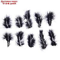 Набор перьев для декора 10 шт., размер 1 шт: 10 × 2 см, цвет чёрный