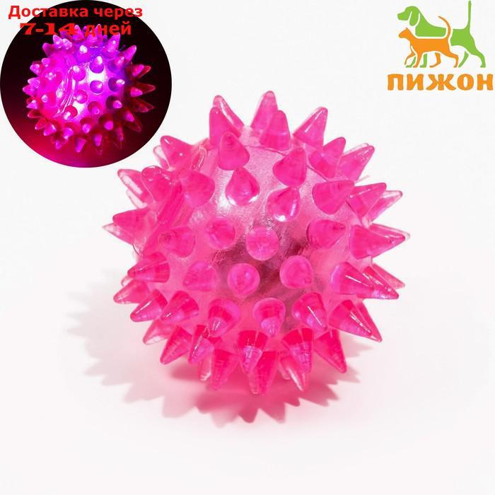 Мяч светящийся для животных малый, TPR, 4,5 см, розовый - фото 1 - id-p226968283