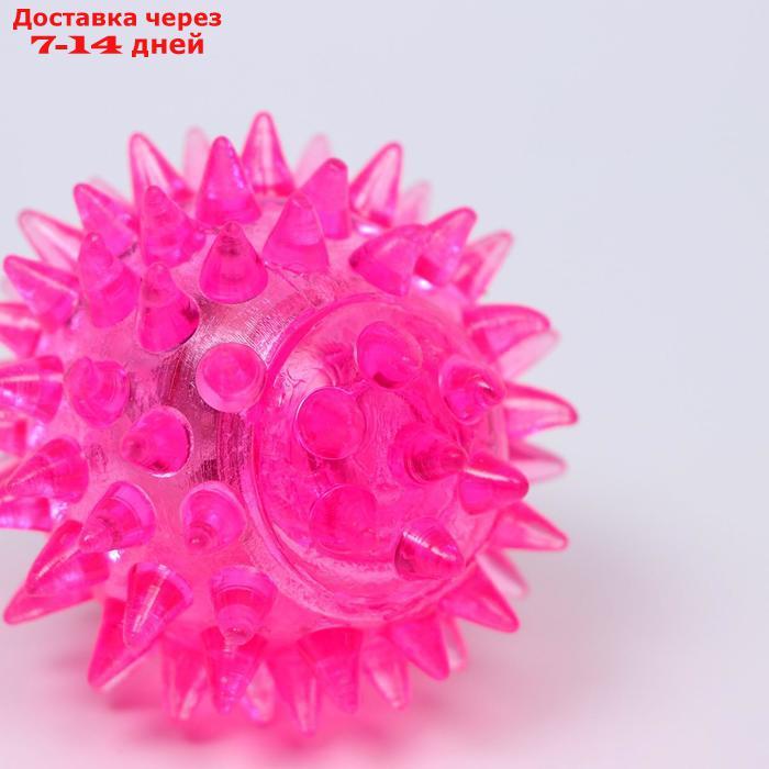 Мяч светящийся для животных малый, TPR, 4,5 см, розовый - фото 3 - id-p226968283