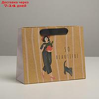 Пакет крафтовый подарочный Cat, 22 × 17,5 × 8 см
