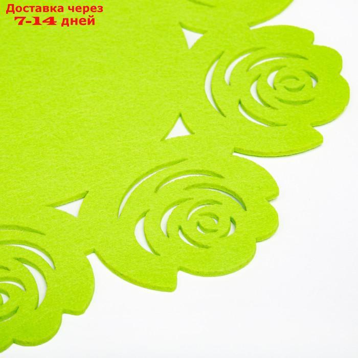 Салфетка декоративная Доляна"Цветы" цвет зеленый, d 30 см, 100% п/э, фетр - фото 3 - id-p226979208