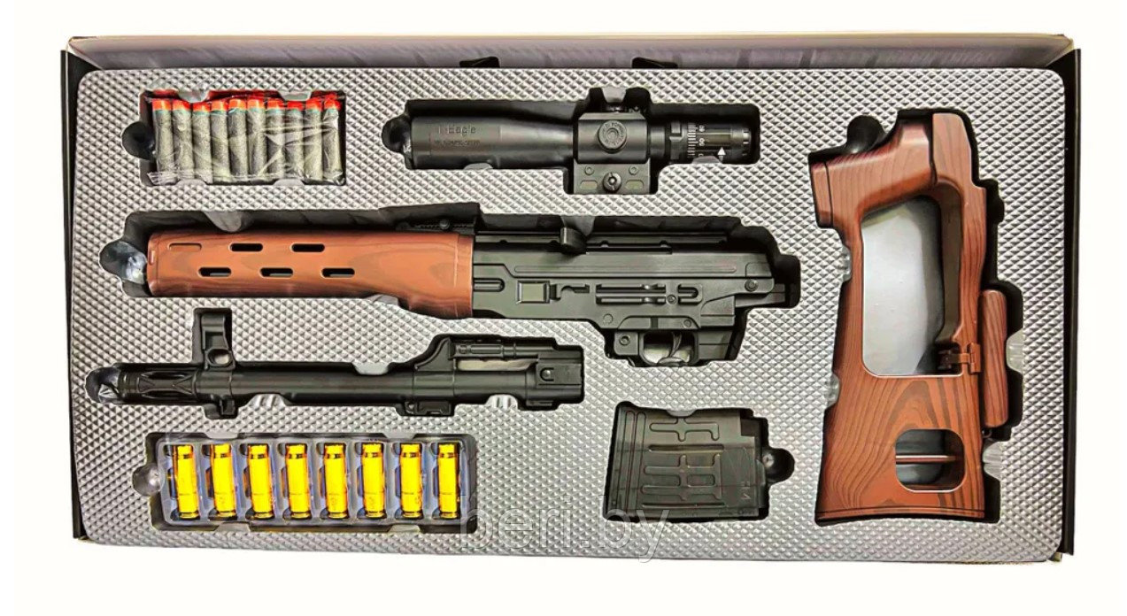 D049C Детская винтовка с оптическим прицелом,мягкими пулями и вылетом гильз (подарочная упаковка) - фото 8 - id-p227165308