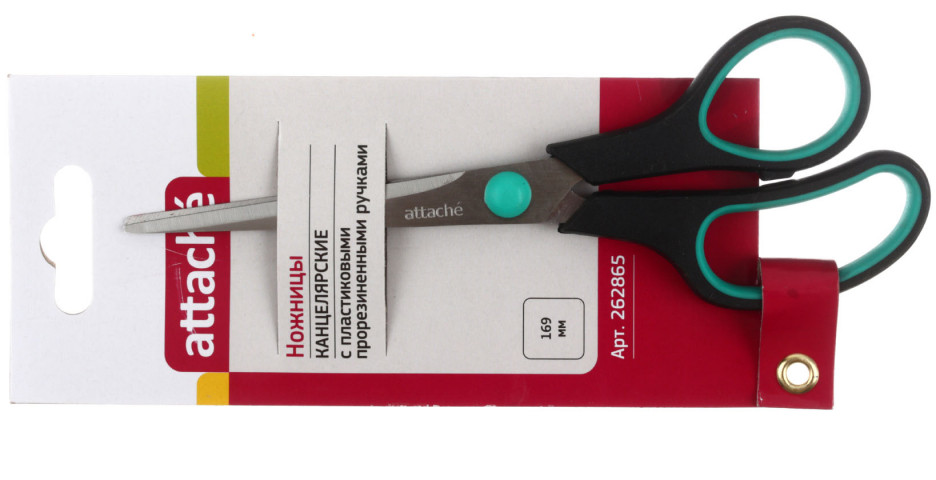 Ножницы канцелярские Attache 169 мм, ручки черные зеленым - фото 1 - id-p227165323