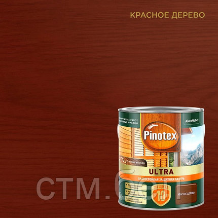 Лазурь влагостойкая Pinotex Ультра Красное дерево 2,5л, фото 2