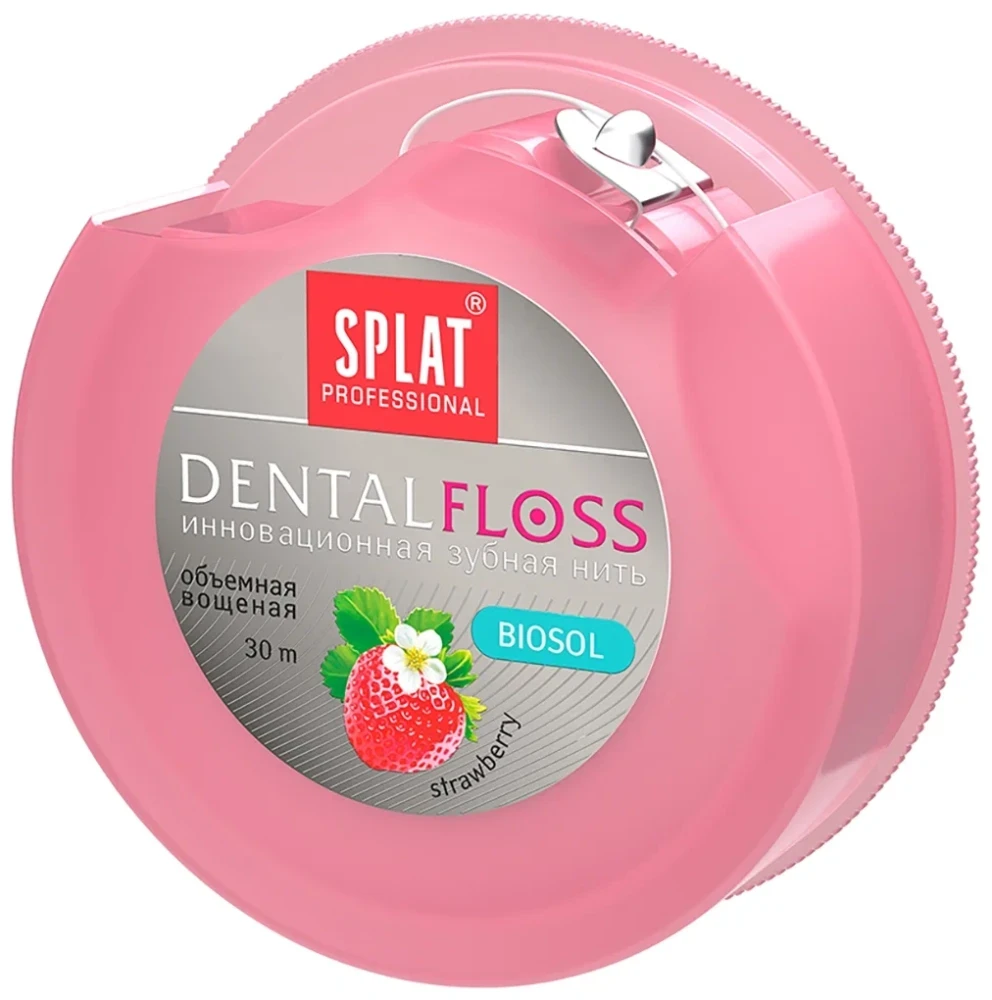 SPLAT Professional DentalFloss Зубная нить КЛУБНИКА объемная, 30 м. - фото 1 - id-p227167863
