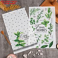 Набор кухонных полотенец Доляна Fines herbes, 35х60см-2шт, 100% хл