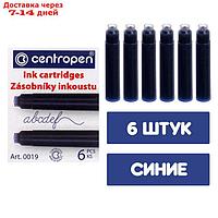 Картриджи для перьевых ручек Centropen 0019/06, 6 штук, чернила синие