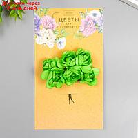 Цветы для декорирования "Чайные розы" 1 букет=6 цветов 9,5 см сочный зелёный