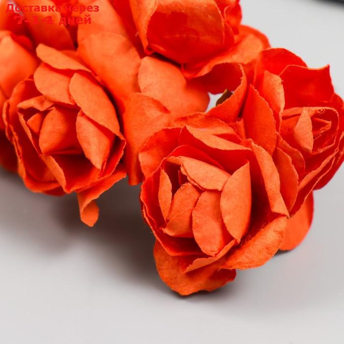 Цветы для декорирования "Чайные розы" 1 букет=6 цветов 9,5 см алый - фото 4 - id-p227002773