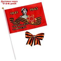 Набор "9 мая", 2 предмета: флаг, лента на значке