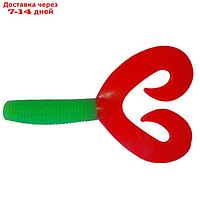 Твистер Helios Credo Double Tail 7,5 см Lime & Red HS-12-021 (набор 7 шт)