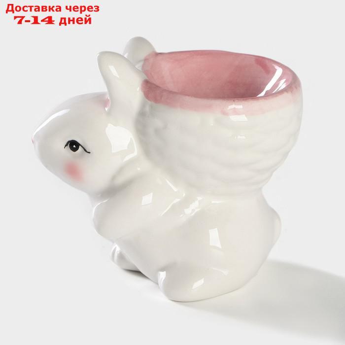 Подставка для яйца Доляна "Зайка", 8×5,5×7,5 см, цвет розовый - фото 3 - id-p227003857
