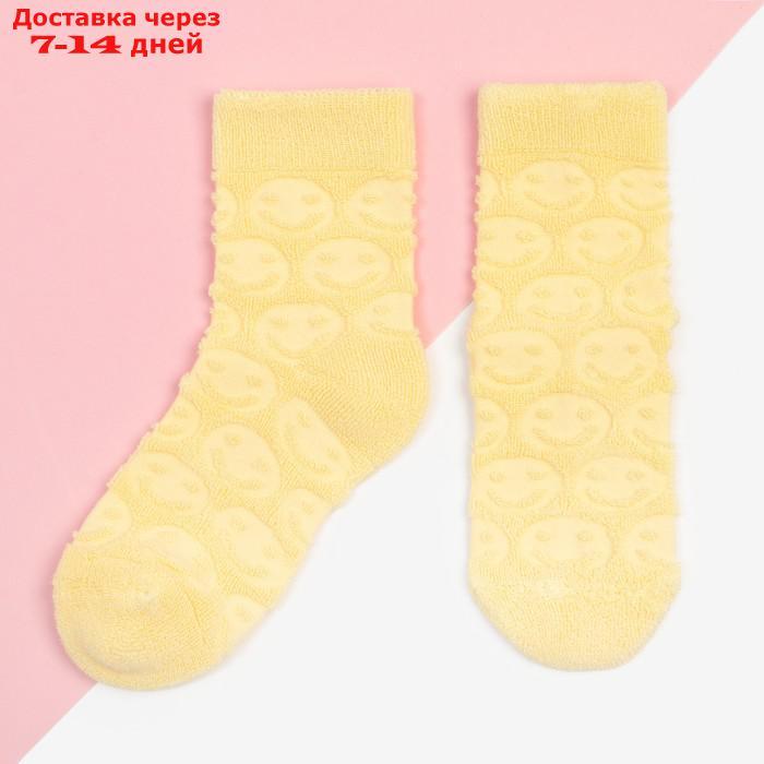Носки для девочки махровые KAFTAN "Смайлики", размер 16-18 см, цвет жёлтый - фото 1 - id-p227016050