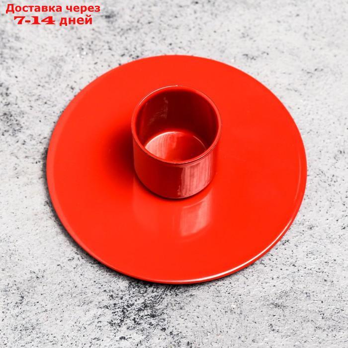 Подсвечник металл на 1 свечу "Круг", 3х7 см, красный - фото 3 - id-p227000681