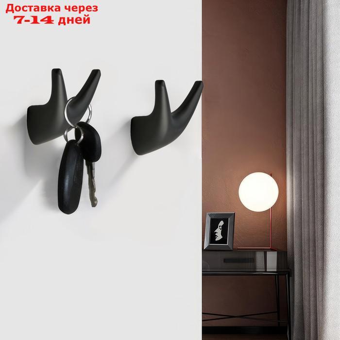 Крючок мебельный CAPPIO, двухрожковый, цвет черный - фото 1 - id-p226995163