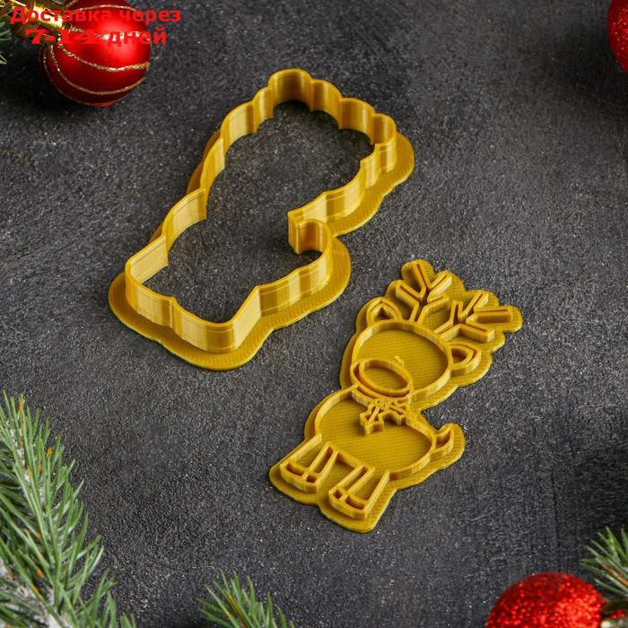 Форма для печенья (штамп, вырубка) "Рождественский олень", цвет золотой - фото 4 - id-p227006288