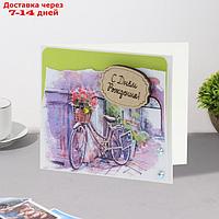 Мини-открытка "С Днём Рождения!" дек. элемент, велосипед. 9,5х8 см