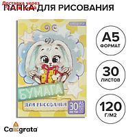 Папка для рисования А5, 30 листов "Зайчик" 120г/м2