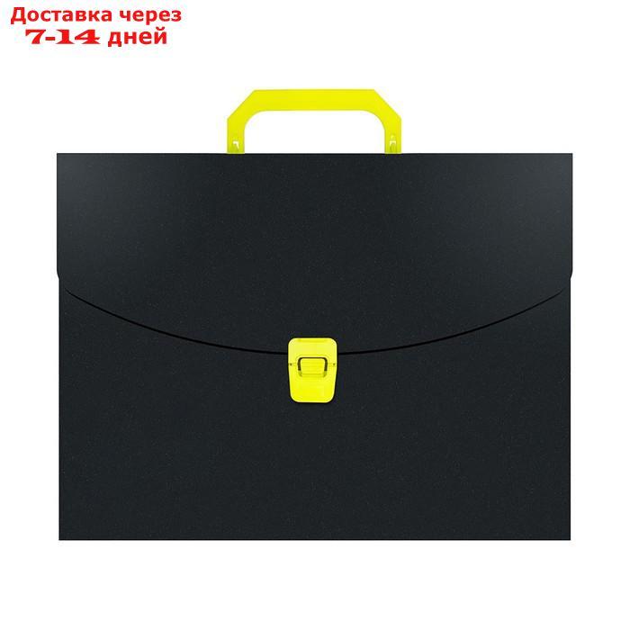 Папка портфель А4, 700 мкм, 1 отделение, Calligrata, чёрный с жёлтым - фото 1 - id-p227022735