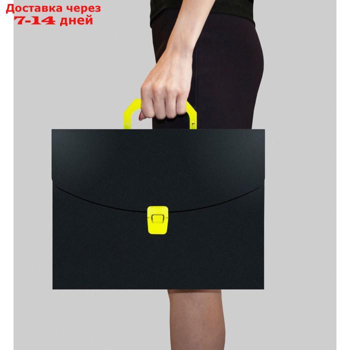 Папка портфель А4, 700 мкм, 1 отделение, Calligrata, чёрный с жёлтым - фото 5 - id-p227022735