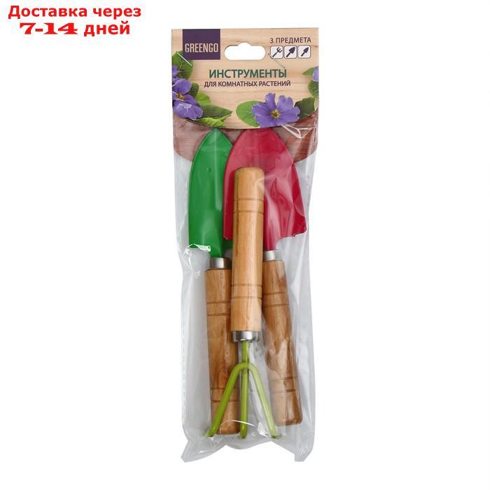 Набор садового инструмента, 3 предмета: рыхлитель, совок, грабли, длина 20 см - фото 6 - id-p226995201