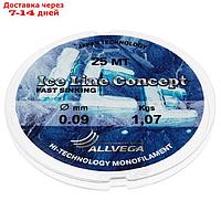 Леска монофильная ALLVEGA "Ice Line Concept", 25 м, 0,09 мм (1,07 кг), прозрачная