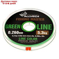 Леска монофильная ALLVEGA "Fishing Master" 30м 0,260мм, 5,3кг, зеленая