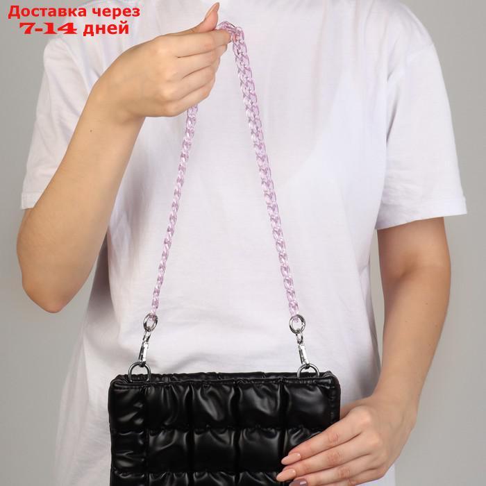 Цепочка для сумки пластиковая, с карабинами, 23 × 17 мм, 68 см, цвет прозрачный/сиреневый - фото 3 - id-p226995226