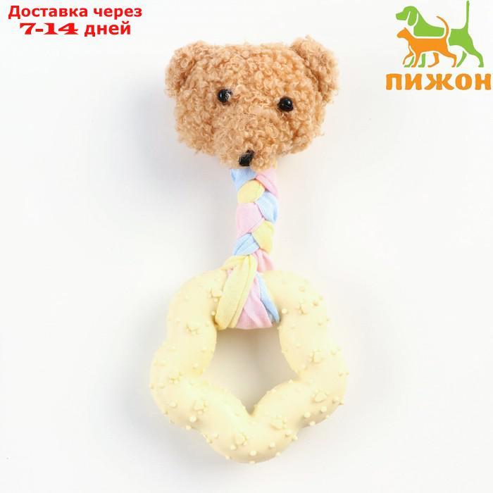 Игрушка с Погремушкой мягкая для собак "Медведь" + TPR Звезда, 15 см - фото 1 - id-p227001383