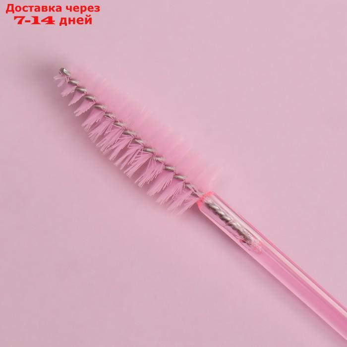 Набор щёточек для бровей и ресниц, 9,5 см, 50 шт, цвет розовый - фото 3 - id-p226992815