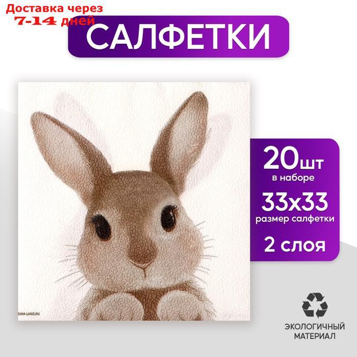 Салфетки бумажные однослойные "Кролик", 33*33 см, набор 20 штук - фото 1 - id-p227003183