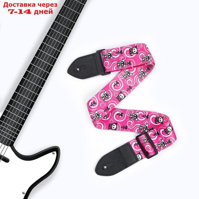Ремень для гитары, розовый, кошечки - фото 1 - id-p227001860