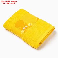 Полотенце махровое с бордюром Кошки, цвет жёлтый, размер 50х90см 380г/м 100% хлопок