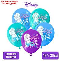 Воздушные шары цветные "С Днем Рождения", Холодное Сердце, 12 дюйм (набор 5 шт)