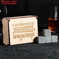 Камни для виски в деревянной шкатулке "В поиске приключений", 4 шт