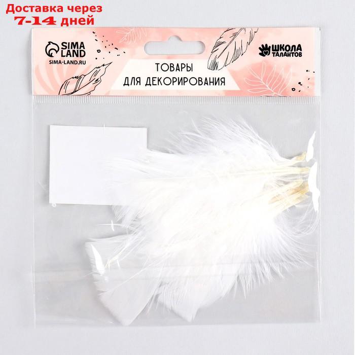 Набор перьев для декора 10 шт., размер 1 шт: 10 × 4 см, цвет белый - фото 3 - id-p226995728