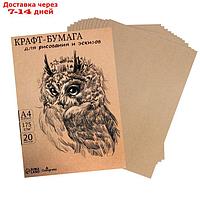 Крафт-Бумага для рисования и эскизов в папке А4 210*300 мм, 175 г/м², 20 л, коричневая