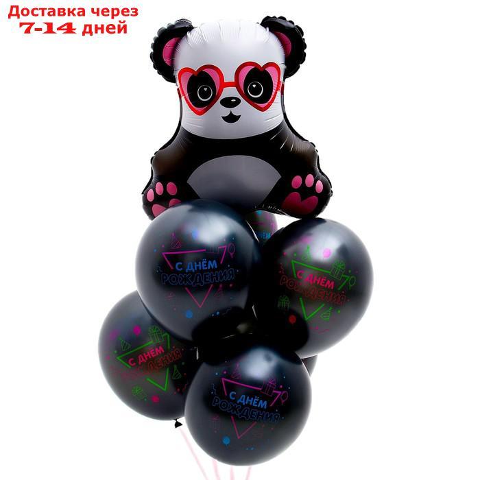 Букет из воздушных шаров "С днём рождения", неон, латекс, фольга, набор 7 шт. - фото 1 - id-p227033317